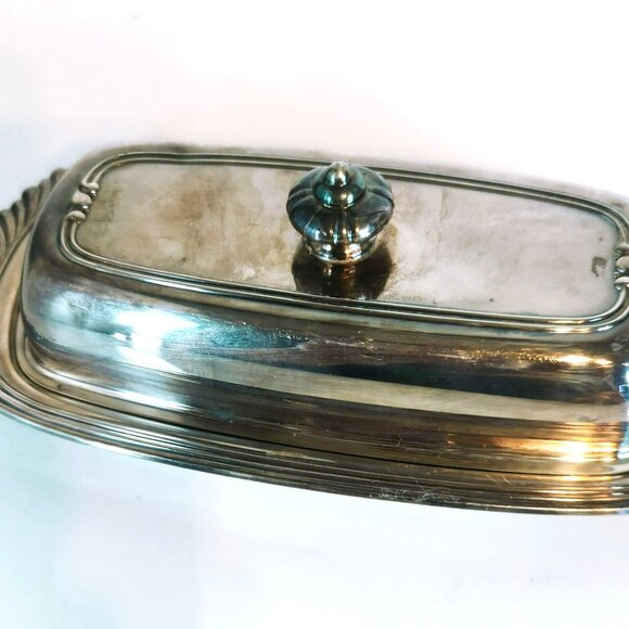 Vintage Oneida Silver-Plated Butter Dish With Ornate Lid Rectangular Shape - Picture 4 of 9